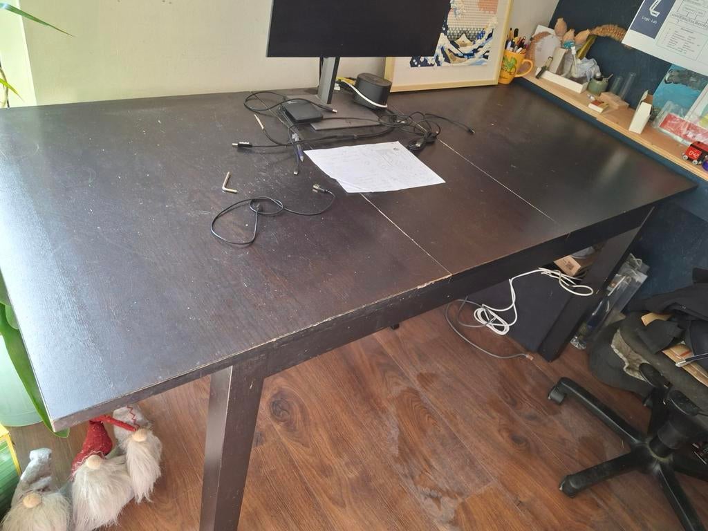 Ikea uitschuifbare keukentafel zwart, Ophalen, Gebruikt, 50 tot 100 cm, Vijf personen of meer