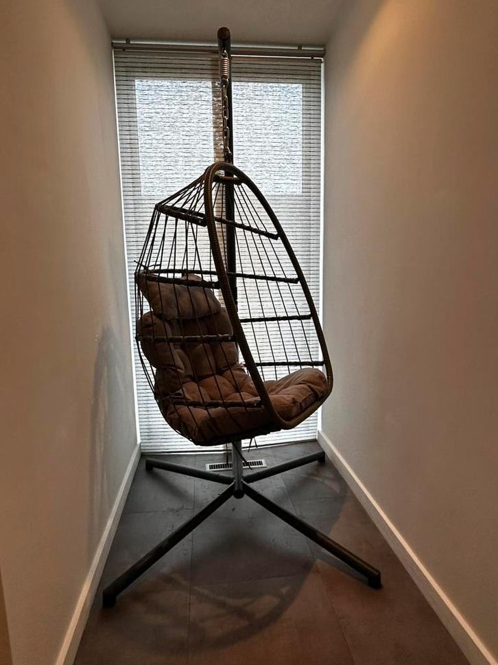 Hangstoel/ eggchair horecakwaliteit - zo goed als nieuw, Tuin en Terras, Hangmatten, Zo goed als nieuw, Eenpersoons, Met standaard