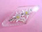 jwg Vintage 40s 50s reverse carved edelweiss bloemen broche, Verzenden, Overige materialen, Broche