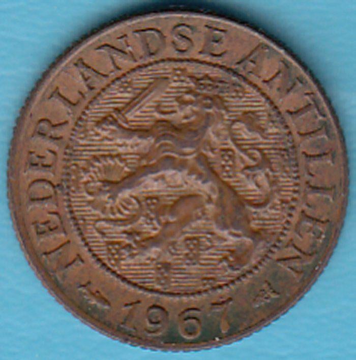 Nederlandse Antillen 1 cent 1967, Scho. 1437 in munthouder, Postzegels en Munten, Munten | Nederland, Ophalen of Verzenden, Koningin Juliana