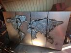 Uniek Wereldkaart Schilderij - 3D Metaal Kunst, Ophalen of Verzenden, Gebruikt