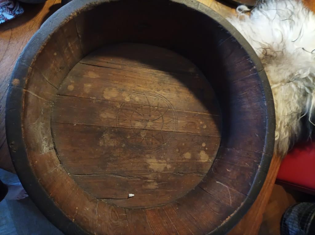 Prachtige olijf bak super groot, Ophalen, Zo goed als nieuw, Rechthoekig, Hout