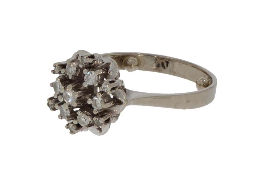 Diamanten 14k gouden rozet dames ring entourage briljant, Voordeelsieraden, Verzenden, Met edelsteen, Dame