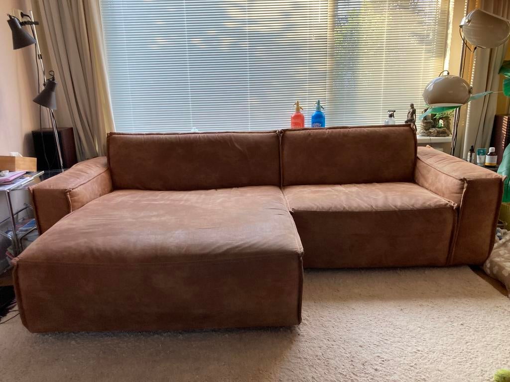 Luxe nubuck-leren bankstel, Huis en Inrichting, Banken | Bankstellen, Ophalen, 250 tot 300 cm, Gebruikt, Overige maten