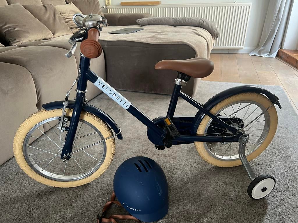 Veloretti Maxi 16 inch kinderfiets, donkerblauw, Ophalen, Gebruikt, 16 tot 20 inch, Zijwieltjes