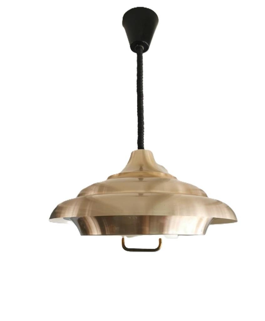 Vintage Dijkstra hanglamp 'space age' design, goudkleurig., Antiek en Kunst, Ophalen of Verzenden