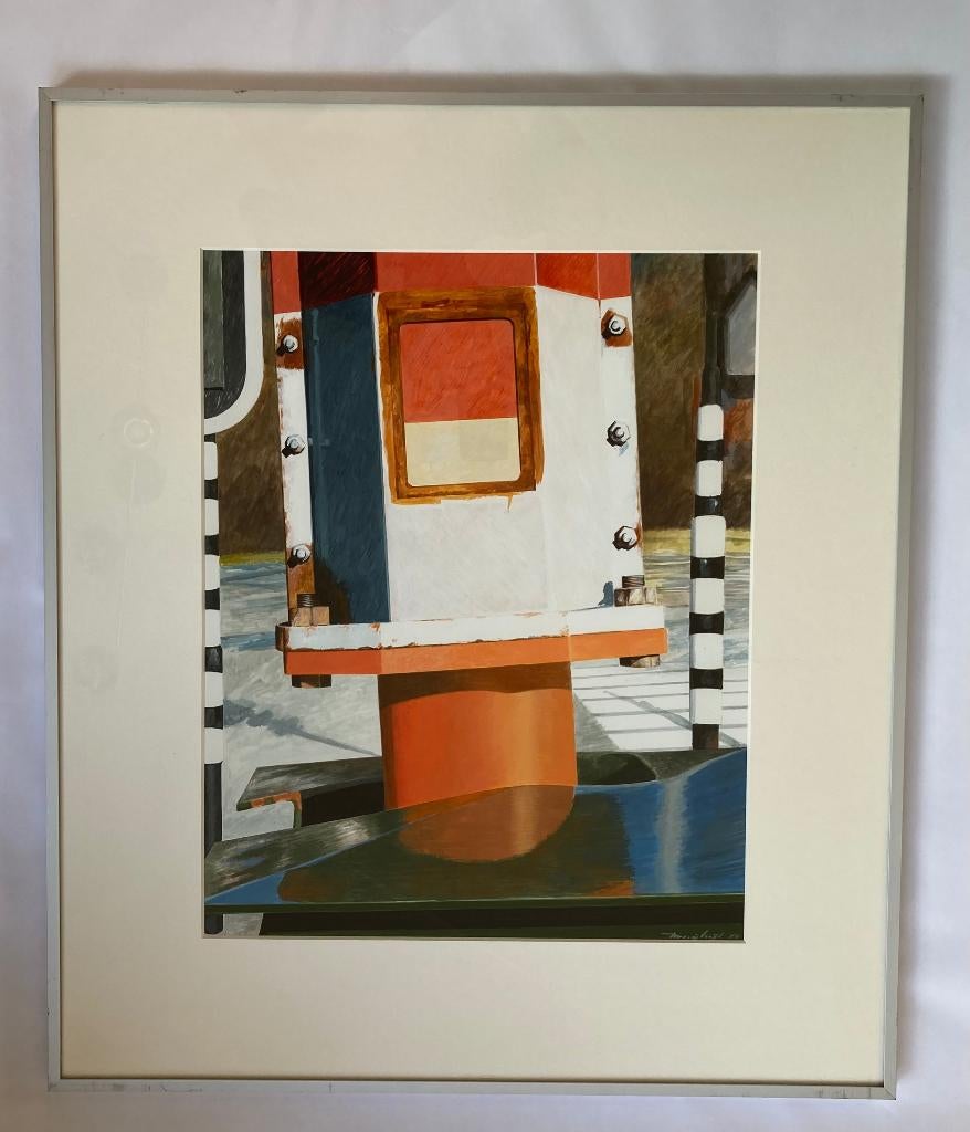 Acrylverfschilderij op papier - Pieter Muylwijk- ingelijst, Antiek en Kunst, Kunst | Schilderijen | Klassiek, Ophalen