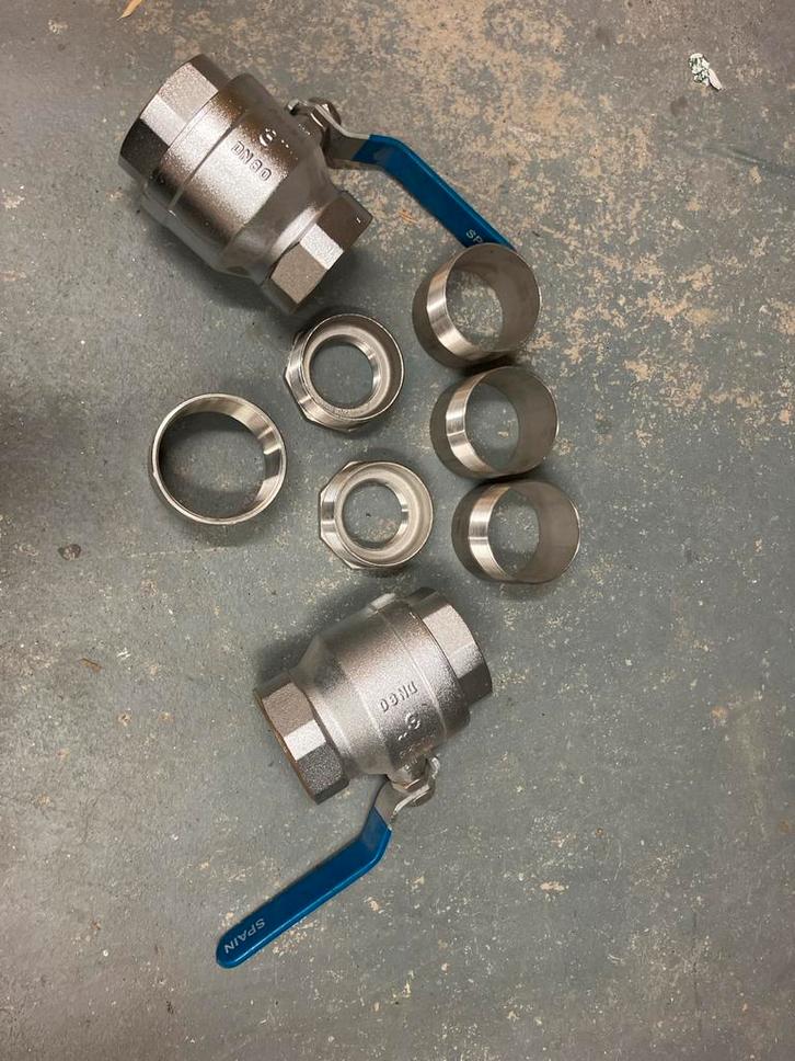 Kogelkranen 3 inch en diverse lasstukken, Doe-het-zelf en Verbouw, Buizen en Afvoer, Gebruikt, Overige typen, Rvs, Minder dan 2 meter