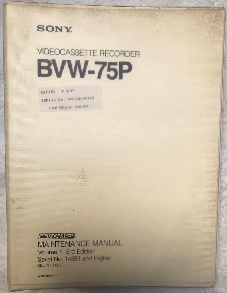 SONY tech manuel Betacam BVW-75P, Ophalen of Verzenden, Gebruikt, Video