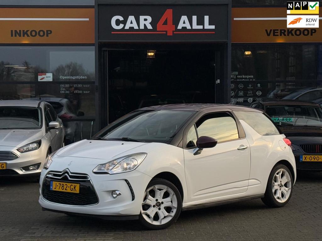 Citroen DS3 1.6 So Chic STLVRM/CRUISE/AIRCO/PDC.APK 16-8-25/, Voorwielaandrijving, Euro 5, Zwart, Leder en Stof