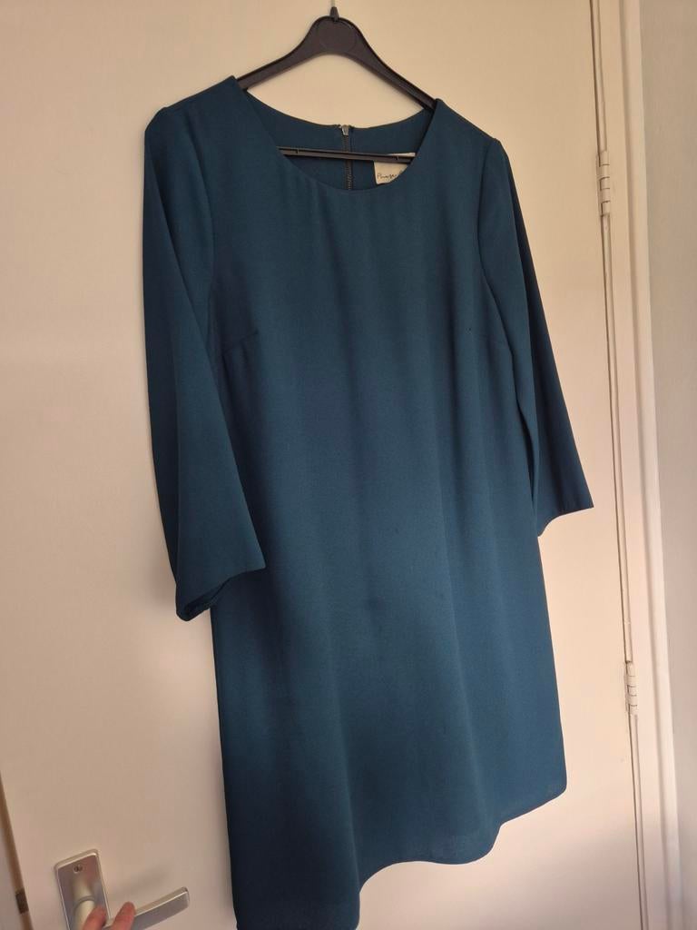 Phase Eight Jurk - Petrolblauw/groen met plooien, Kleding | Dames, Jurken, Maat 38/40 (M), Blauw, Ophalen of Verzenden, Zo goed als nieuw