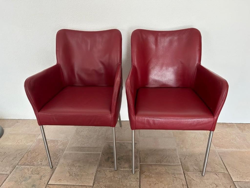 4 eetkamer stoelen design Bert Plantagie, Ophalen, Gebruikt, Leer, Vier