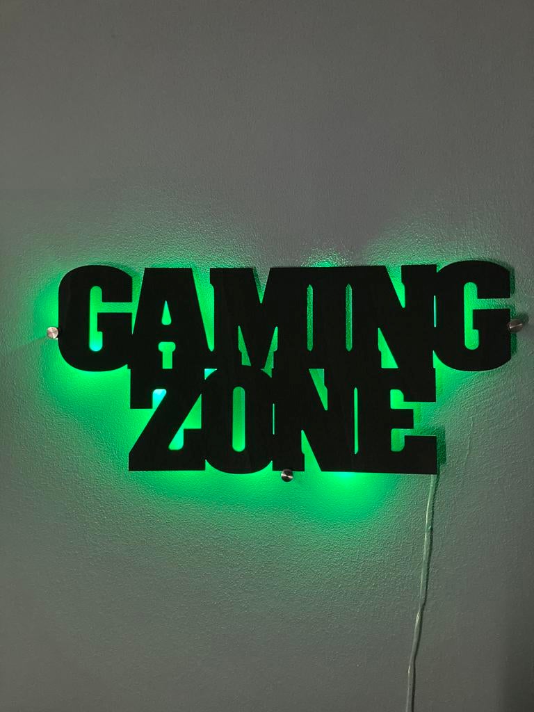 Mooie GAMING ZONE led lamp hout met afstandsbediening!, Huis en Inrichting, Lampen | Wandlampen, Ophalen, Zo goed als nieuw, Hout