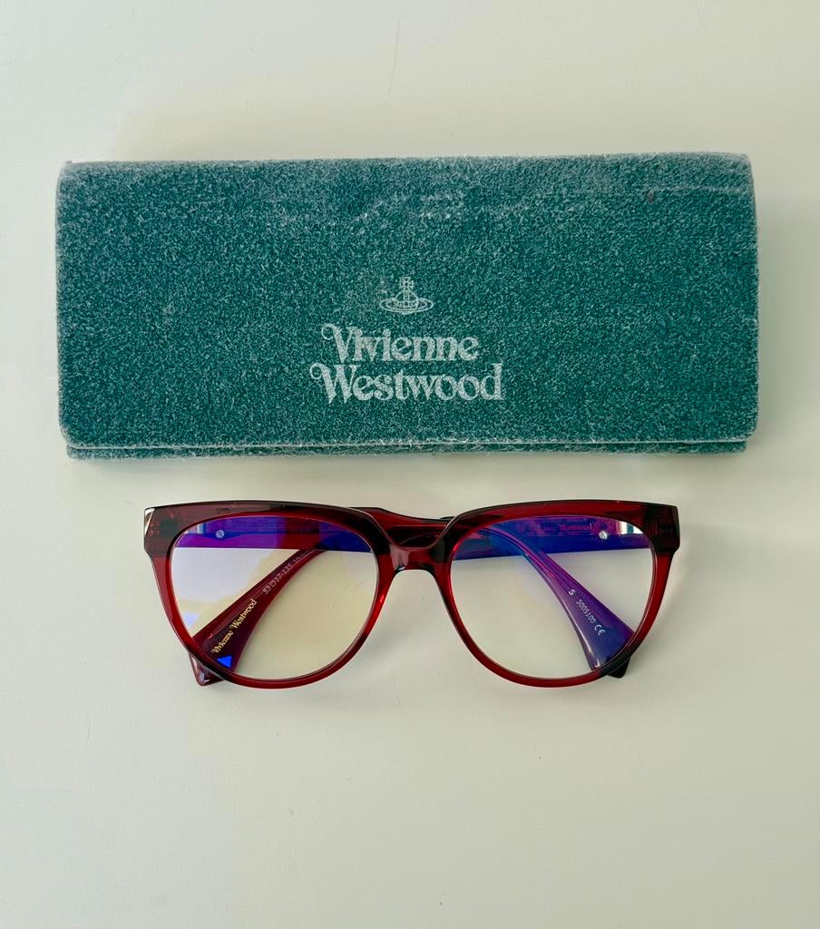 Vivienne Westwood 12  brilmontuur diep rood kristalacetaat, Sieraden, Tassen en Uiterlijk, Zonnebrillen en Brillen | Dames, Overige merken