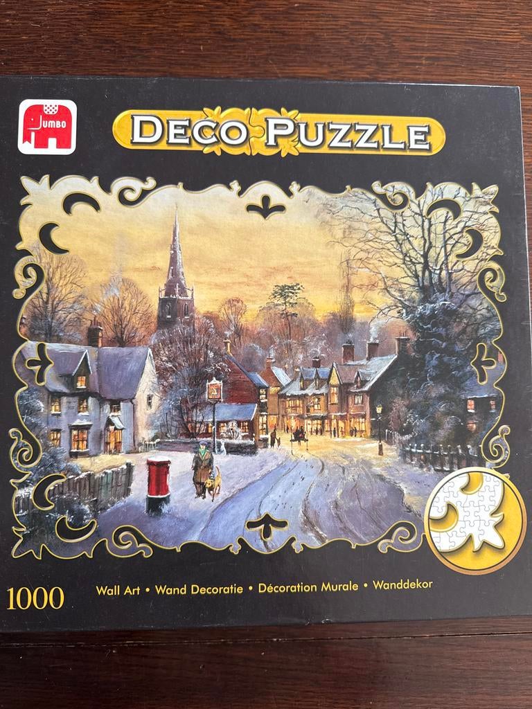 Puzzel 1000 stukjes winterdorp, Ophalen of Verzenden, 500 t/m 1500 stukjes, Gebruikt, Legpuzzel