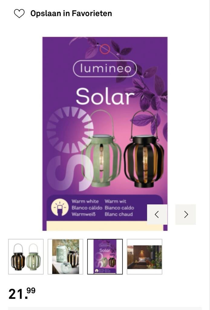 Nieuwe Solar Lampionnen voor Binnen & Buiten - 2Stuks, Ophalen of Verzenden, Zo goed als nieuw, Overige materialen, Minder dan 25 cm