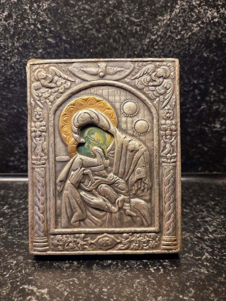 Oud griekse religieuze icoon, 925 zilver, Antiek en Kunst, Antiek | Religie, Ophalen of Verzenden