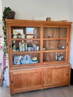 Grote keukenkast van teakhout, Ophalen, 200 cm of meer, Glas, 150 tot 200 cm