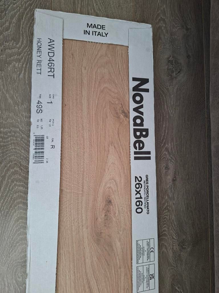 Novabell tegels 26x160 - Houtlook, Ophalen, 60 cm of meer, Keramiek, Nieuw