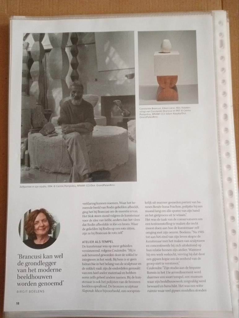 Constantin Brancusi artikel, Verzamelen, Tijdschriften, Kranten en Knipsels, Ophalen of Verzenden, 1960 tot 1980, Knipsel(s)