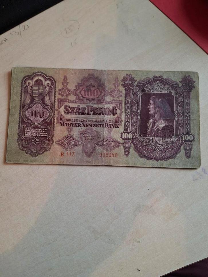 Hongaars biljet 100 Pengö uit Boedapest, 1930, Postzegels en Munten, Postzegels | Europa | Hongarije, Ophalen of Verzenden