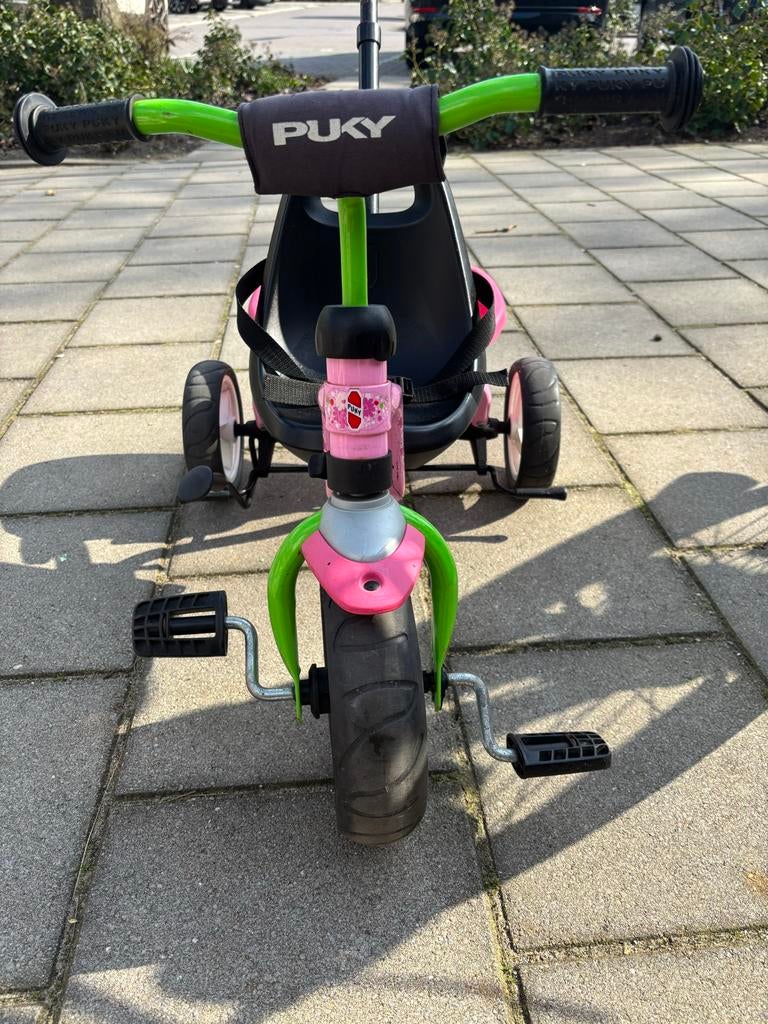 Puky driewieler roze/groen, Ophalen, Gebruikt, Duwstang
