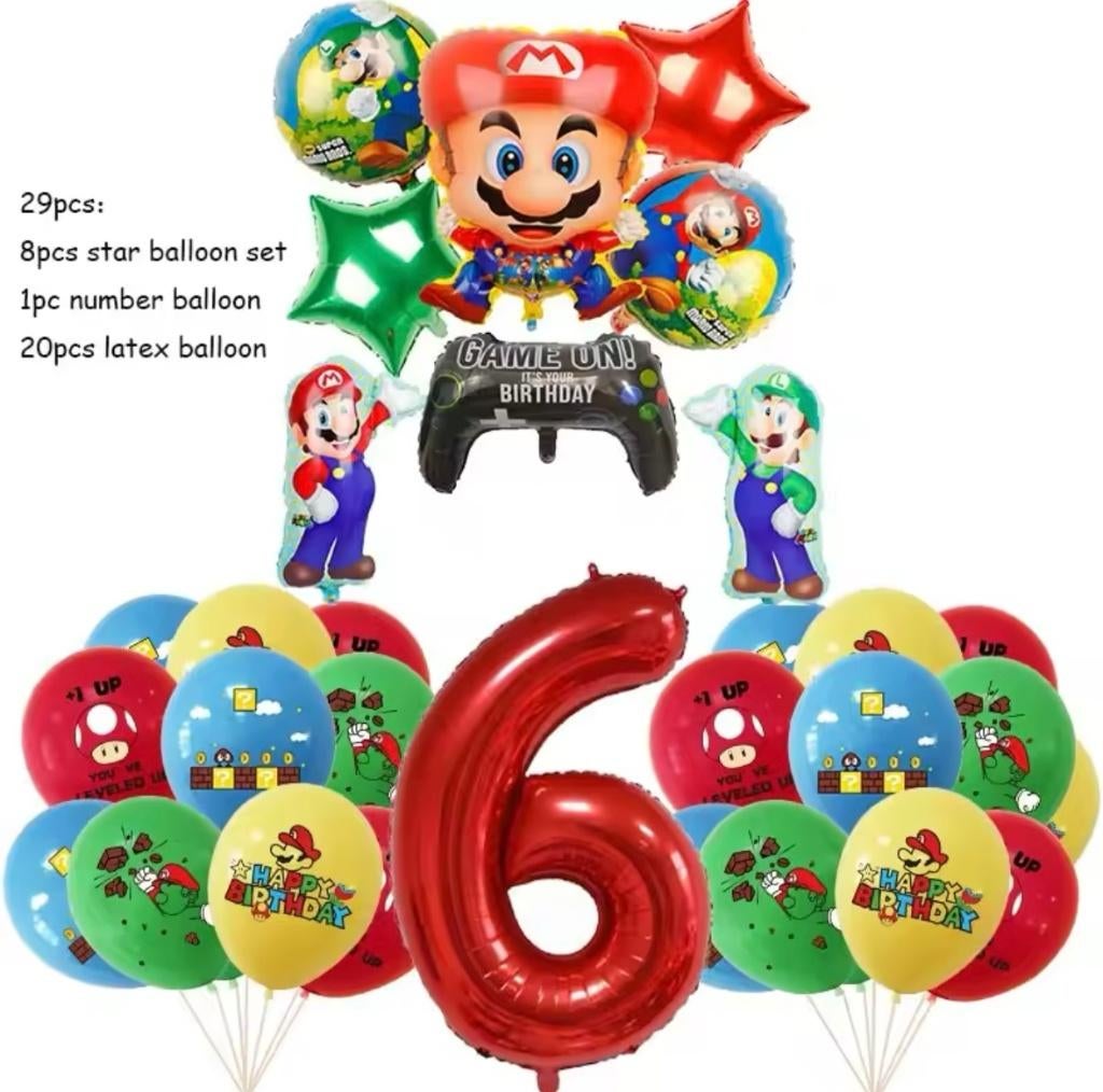PAKKET Verjaardag versiering SUPER MARIO, Ballonnen, slinger, Hobby en Vrije tijd, Feestartikelen, Verzenden, Nieuw, Versiering