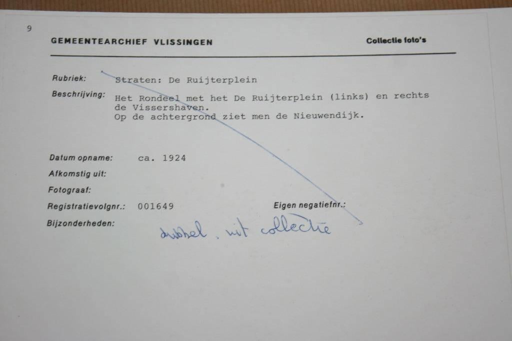 Foto Archief Vlissingen - Ruijterplein Vissershaven 1924, Ophalen of Verzenden, Gelezen