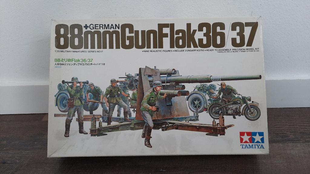 Tamiya 35017 German 88mm Gun FlaK 36/37 Bouwmodel Kanon, Ophalen of Verzenden, Nieuw, Groter dan 1:32
