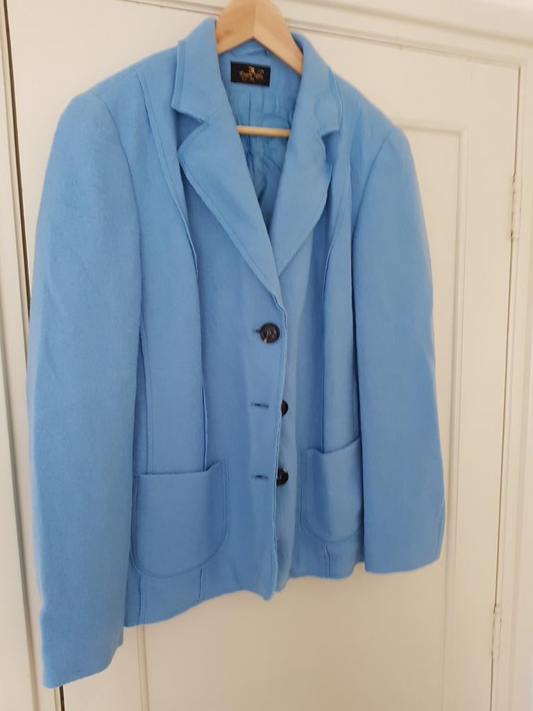 Wollig jasje licht blauw van eugen klein. Ongevoerd. Maat 44, Ophalen, Blauw, Eugen Klein, Maat 42/44 (L)