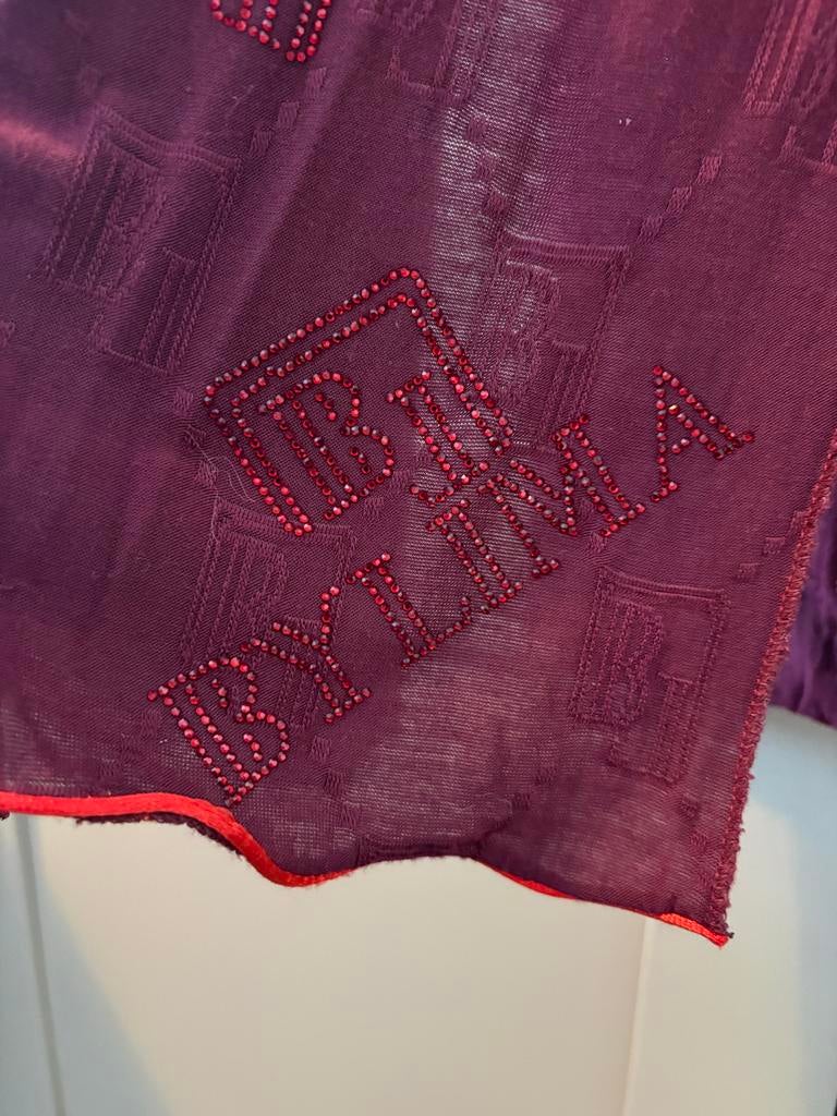 Bylima sjaal bordeauxrood met steentjes, Ophalen of Verzenden, Zo goed als nieuw, Sjaal