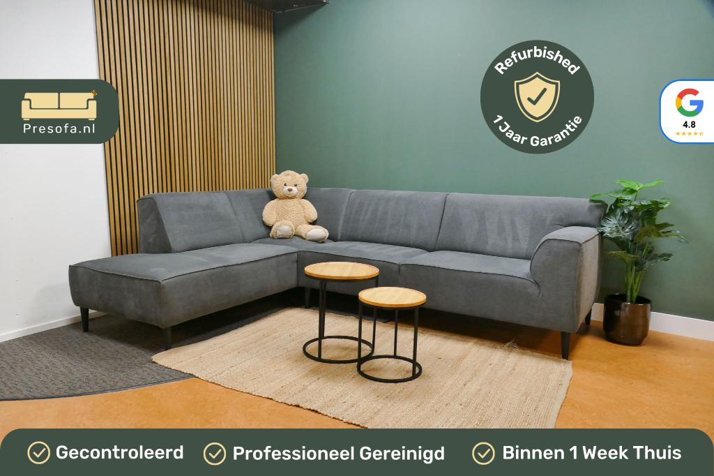 Hoekbank Zitmaxx Oriana Antraciet/Blauw [Refurbished], Huis en Inrichting, Banken | Bankstellen, 250 tot 300 cm, -, -, Ophalen of Verzenden