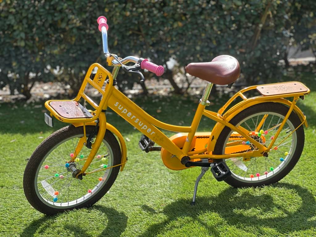 Supersuper Cooper kinderfiets 18 inch geel, Ophalen, Gebruikt, 16 tot 20 inch