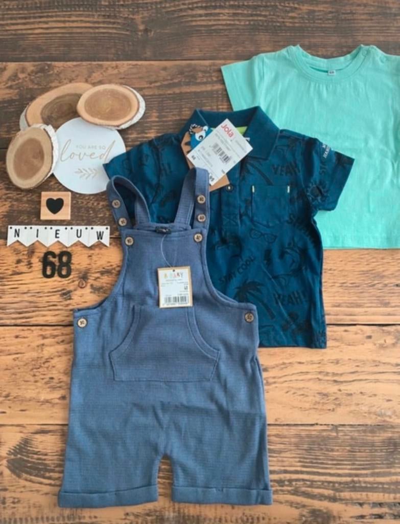 Baby jongen zomer setje tuinbroekje shirtje polo maat 68, Kinderen en Baby's, Babykleding | Maat 68, Ophalen of Verzenden, Nieuw