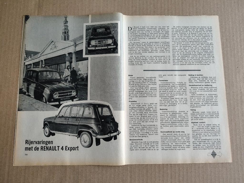 Auto Test (uit oud tijdschrift) Renault 4 / Export (1968), Verzenden, Gebruikt, Auto's