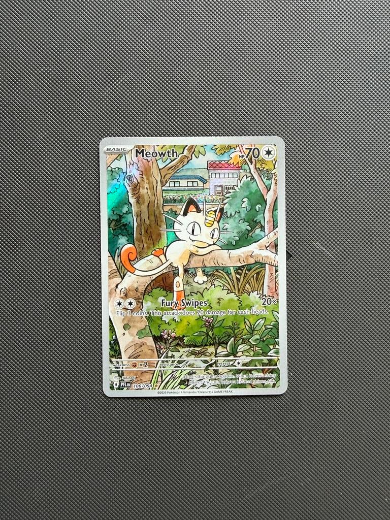 Pokémon kaart: Meowth - 106/094, Ophalen of Verzenden, Zo goed als nieuw, Losse kaart, Foil