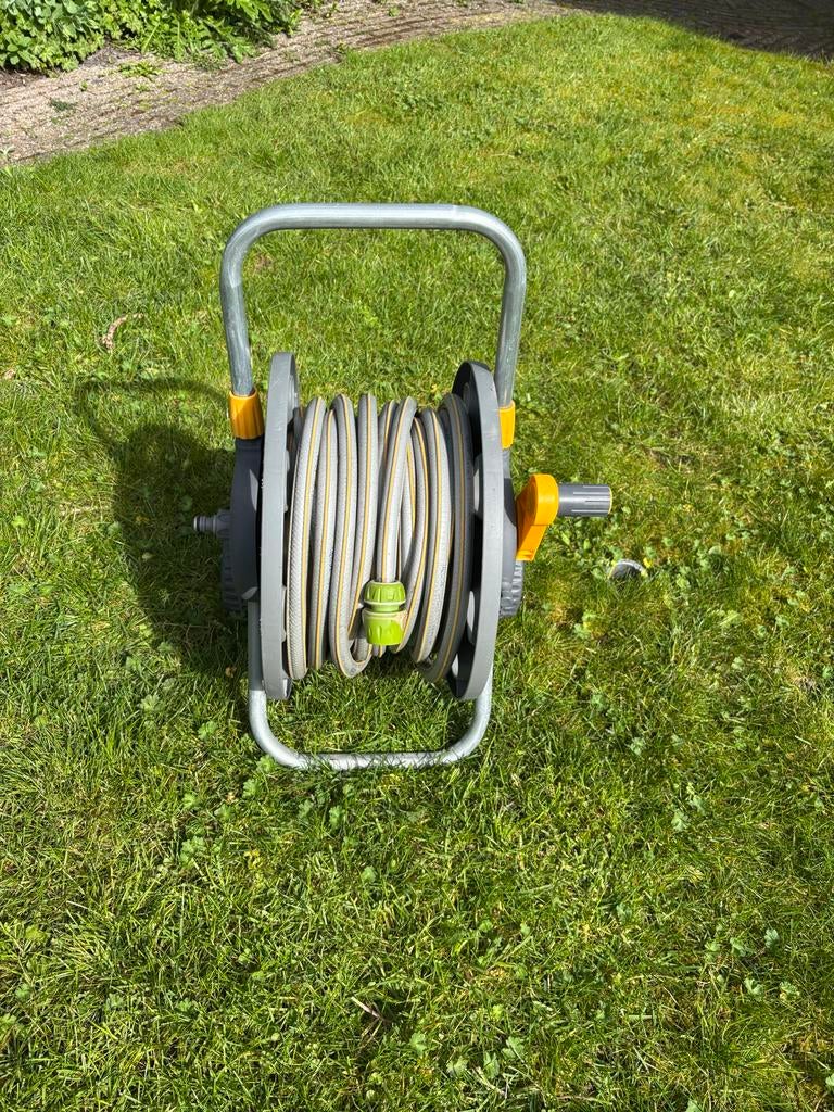 Slangenhaspel 25m - Gebruikt, goede staat, Tuin en Terras, Tuinslangen, Ophalen, Gebruikt, Tuinslanghaspel