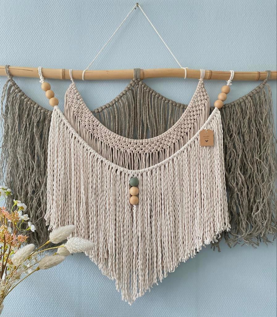 Macramé wandkleed, Beige, Boho, Wandkleed, Nieuw