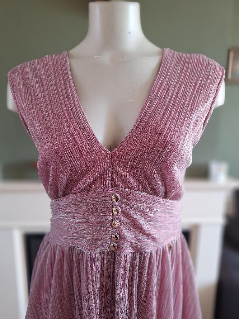 Rinascimento zilver hard roze baby doll jurk L, Verzenden, Zo goed als nieuw, Roze, Boven de knie