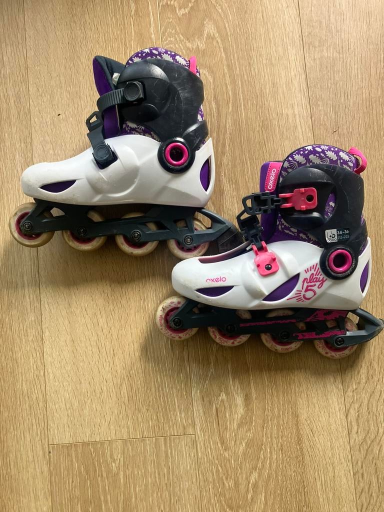 Oxelo skates wit roze paars maat 34-36, Sport en Fitness, Skeelers, Ophalen, Gebruikt