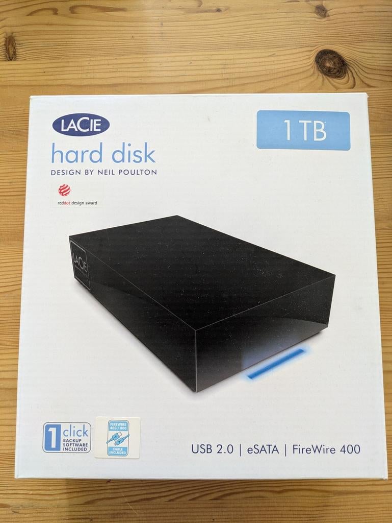 LaCie 1TB externe harddisk, Computers en Software, Harde schijven, HDD, Nieuw, ESATA, Extern