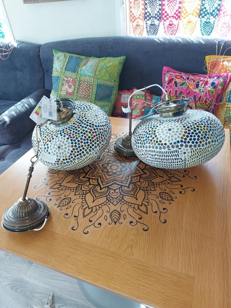 2 prachtige oosterse mozaieklampen, Ophalen of Verzenden