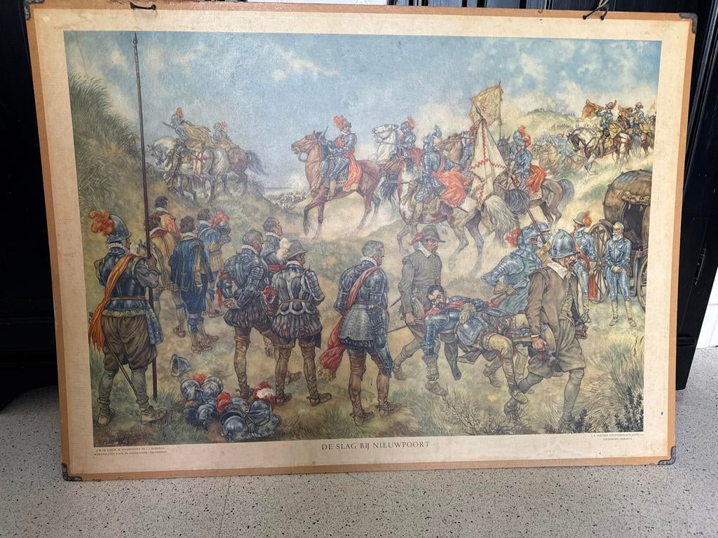Schoolplaat: De Slag bij Nieuwpoort, Ophalen of Verzenden, Geschiedenis