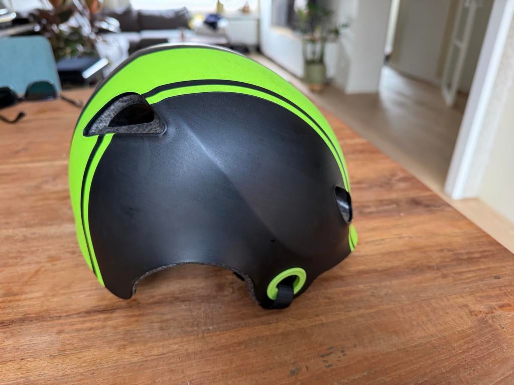 Kinder fietshelm B'Twin 52-56 cm - Groen/Zwart, Fietsen en Brommers, Fietsaccessoires | Fietshelmen, Ophalen, Gebruikt, Overige maten