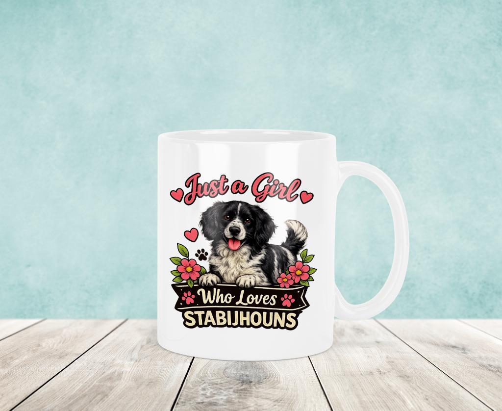 Just a Girl Who Loves Stabijhouns - Stabij Mok, Verzenden, Keramiek, Nieuw, Overige stijlen