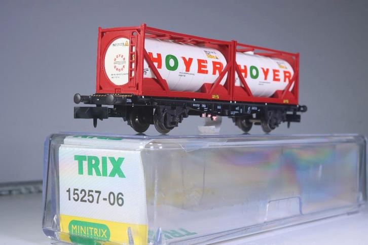 Draagwagon type Lgjs met 2 x 20 ft tankcontainers, DB, Hobby en Vrije tijd, Modeltreinen | N-Spoor, Nieuw, Wagon, Gelijkstroom