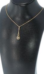 Art Deco diamant antieke 18k gouden ketting met hanger dames, Verzenden, Goud, Ketting, Met edelsteen