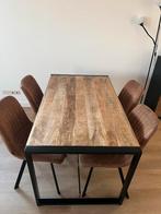 Eettafel 140cm met 4 stoelen, Ophalen, 100 tot 150 cm, 50 tot 100 cm, Zo goed als nieuw