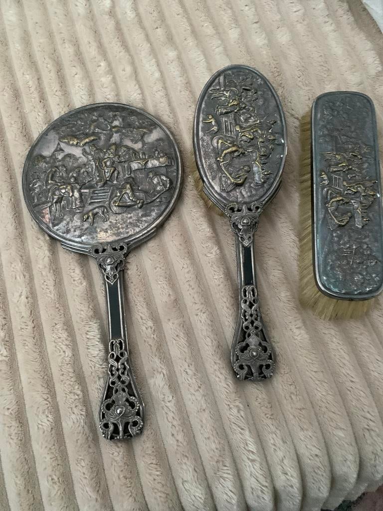 Borstels spiegel ouderwets, Antiek en Kunst, Ophalen of Verzenden