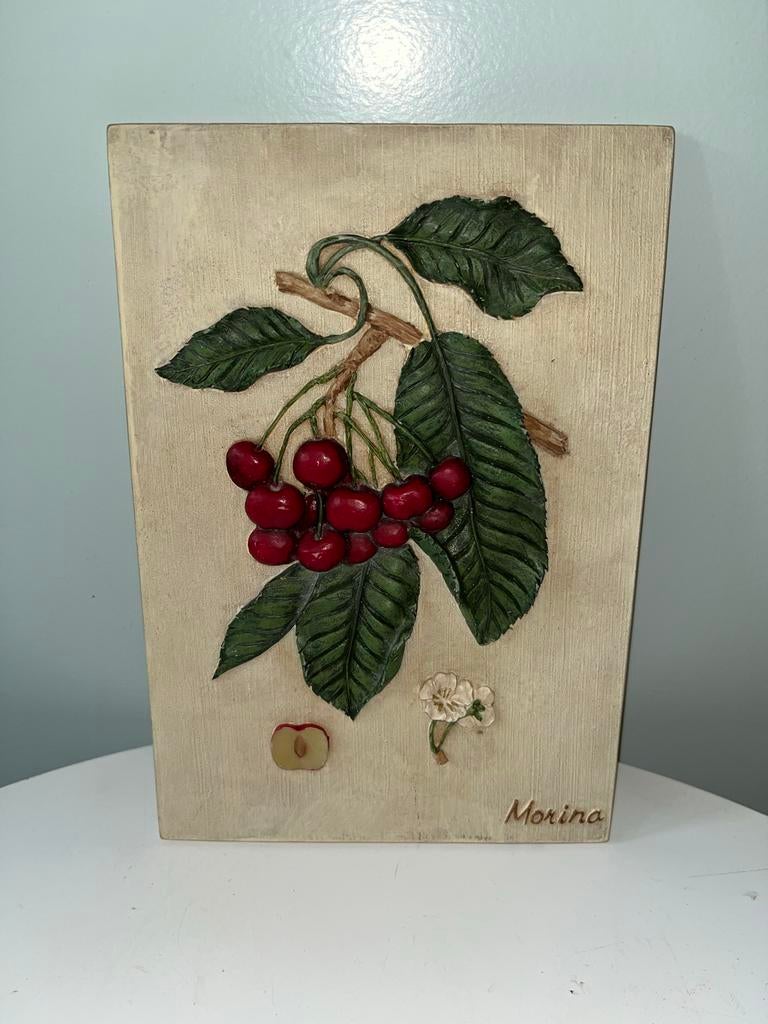 Wanddecoratie reliëf met kersen, Morina, Ophalen of Verzenden, Gebruikt